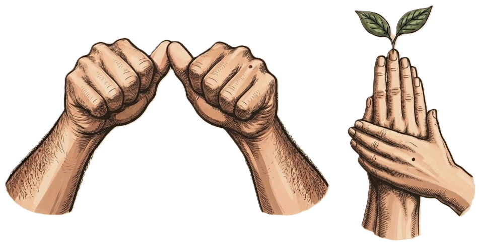 Hand-drawn ASL signing hands